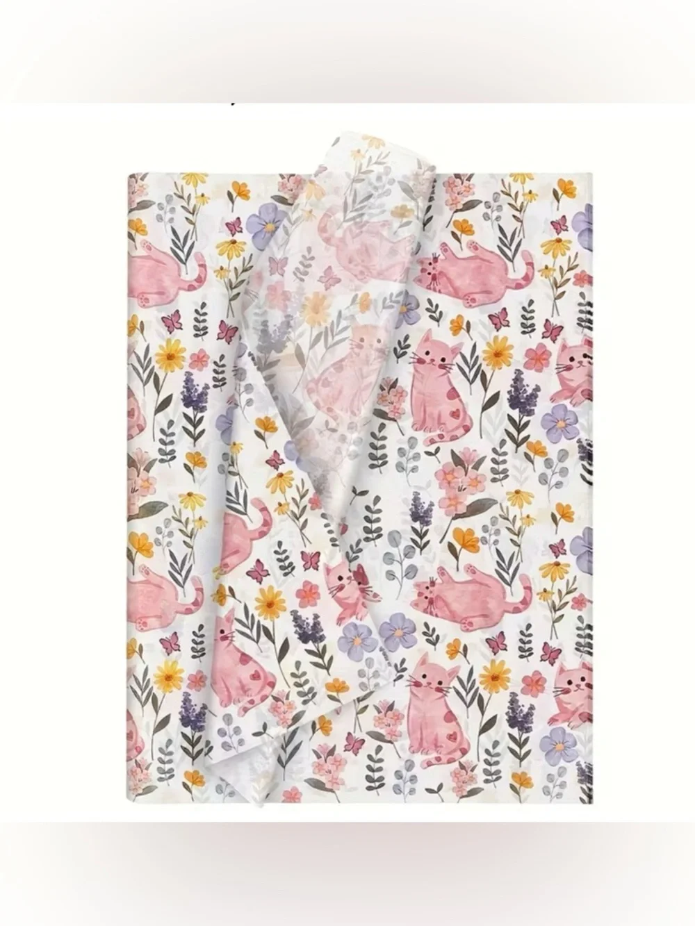 60pc Floral Pink Cat Tissue Paper